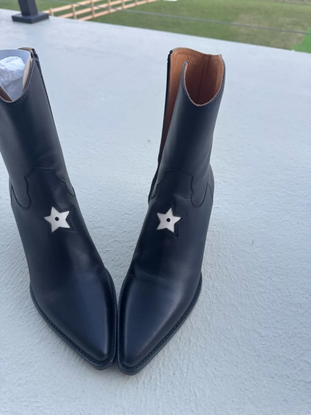 Dior Black Leather Western Ankle Boots with White Star - Picture 3 of 8